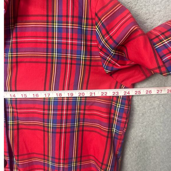 Foxcroft Plus Size Button Up Blouse Red Plaid Wrinkle Free Cotton Boxy Fit 18 - Picture 3 of 7